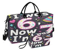 Juego de bolsas de viaje acolchadas con ondas ultrasónicas, funda acolchada para carrito de fácil almacenamiento para deportes y gimnasio, 7 Years Old Birthday I was 6 Now I'm 7 6 7 Funny, one size