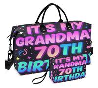 Juego de bolsas de viaje acolchadas con ondas ultrasónicas, funda acolchada portátil para almacenamiento diario, It's My Grandma's 70th Birthday Colorful Happy, one size, Retro