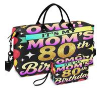 Juego de bolsas de viaje acolchadas con ondas ultrasónicas, funda acolchada portátil para almacenamiento diario, OMG It's My Mom's 80th Birthday Happy 80 Years, one size, Retro