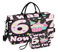 Juego de bolsas de viaje acolchadas con ondas ultrasónicas, funda acolchada portátil para almacenamiento diario, 7 Years Old Birthday I was 6 Now I'm 7 6 7 Funny, one size, Retro