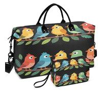 Juego de bolsas de viaje acolchadas con ondas ultrasónicas, ligeras para deportes y gimnasio, Des oiseaux délicatement perchés sur des, one size, Retro