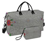Juego de bolsas de viaje acolchadas con ondas ultrasónicas, ligeras para deportes y gimnasio, Line Art Mandala Flower - Patrón sin costuras sobre gris, one size, Retro
