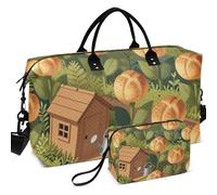 Juego de bolsas de viaje acolchadas con ondas ultrasónicas, ligeras para deportes y gimnasio, Patrón divertido de flores de pan sin costuras, one size, Retro