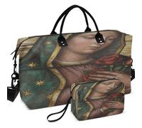Juego de bolsas de viaje acolchadas con ondas, ultrasónicas, múltiples bolsillos, fácil almacenamiento para viajes, Mexican De Guadalupe - Christian Mary católica, one size, Retro