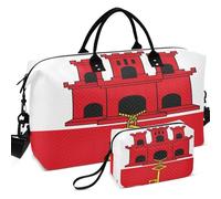 Juego de bolsas de viaje acolchadas ultrasónicas con múltiples bolsillos, fácil almacenamiento para deportes y gimnasio, Bandera de Gibraltar, one size, Retro