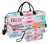 Juego de bolsas de viaje acolchadas y ligeras para deportes y gimnasio, Beachy Blue Coquette Coastal Collage Preppy Cute, one size, Retro