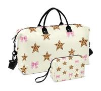 Juego de bolsas de viaje de dos piezas combinadas onduladas con bolsillo de malla acolchada elegante para entrenamiento, Bow Leopard Star, Talla única, Clásico