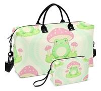 Juego de bolsas de viaje para gimnasio, con diseño de ondas, acolchadas, ultrasónicas, ligeras para viajes, Seta de rana líquida verde salvia, one size, Retro