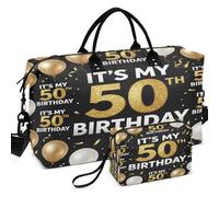 Juego de bolsas de viaje para gimnasio con estampado completo con bolsa pequeña, fácil almacenamiento para organizador de artículos de tocador, It's My 50th Birthday Happy 1973 Birthday, one size
