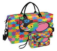 Juego de bolsas de viaje para gimnasio con estampado completo | Forma convertible ligera para almacenamiento diario, autismo, elefantes, regalo, concienciación sobre el autismo, color negro