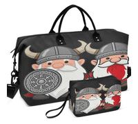 Juego de bolsas de viaje para gimnasio con estampado completo | Funda para carrito de fácil almacenamiento para viajes, lindo gnomo nórdico, vikingo, Tomte, pareja, escandinavo Nisse
