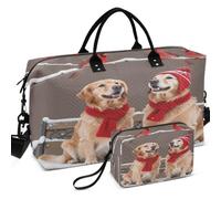 Juego de bolsas de viaje para gimnasio con estampado completo | Organizador de artículos de aseo con múltiples bolsillos, fácil almacenamiento, bonito Golden Retriever, regalo de Navidad