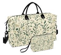 Juego de bolsas de viaje para gimnasio, con ondas, acolchadas, ultrasónicas, con múltiples bolsillos, portátil para almacenamiento diario, bonitas flores de primavera, rústicas