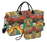 Juego de bolsas de viaje para gimnasio, con ondas ultrasónicas, acolchadas, divisoras, ligeras para organizador de artículos de aseo, Nuestra Señora De Guadalupe Mary - Bandera mexicana, one size