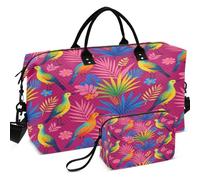 Juego de bolsas de viaje para gimnasio, con ondas ultrasónicas, acolchadas, divisoras, ligeras para organizador de artículos de aseo, Flor floral planta pavo real otomí ornamental, one size, Retro
