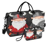 Juego de bolsas de viaje para gimnasio y gimnasio con acolchado ultrasónico | Funda para carrito de gran capacidad para deportes y gimnasio, bonito gnomo nórdico, vikingo, Tomte, pareja escandinava