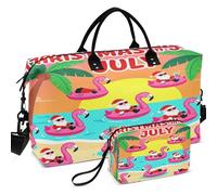 Juego de bolsas de viaje para gimnasio y gimnasio, con diseño de ondas, acolchadas, con mangas para carrito de transporte y almacenamiento diario, Christmas In July Funny Santa Summer Beach Vibes, one
