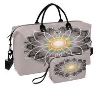 Juego de bolsas de viaje para gimnasio y gimnasio con estampado de gran capacidad para almacenamiento diario espiritual Zen Flower Chakra