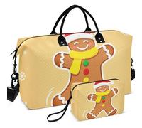 Juego de bolsas de viaje para gimnasio y gimnasio con estampado en todas las estaciones, con múltiples bolsillos, ligeras para todas las estaciones, Divertido pan de jengibre bailarín navideño, one