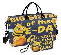 Juego de bolsas de viaje para gimnasio y gimnasio con ondas ultrasónicas, acolchadas, fácil almacenamiento para viajes, Big Sister Of The Bee Day Girl Funny Bee, one size, Retro