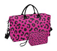 Juego de bolsas grandes y mini bolsas ultrasónicas acolchadas para artículos de aseo personal, práctico viaje de negocios, Leopardo fucsia, One Size, Clásico