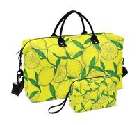 Juego de bolsas grandes y mini bolsillos con cremallera y compartimentos con cremallera, práctico viaje de fin de semana, Limones frondosos, Talla única, Clásico
