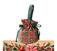 Juego de bolsas navideñas - Portadores de fichas felices | Carteras con dijes de invierno: tema de conjunto novedoso de tela tejida rústica, paquete de peras brillantes y alegres, escenario de reunión