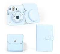 Juego de bolsas para cámara INSTAX para Mini12 con álbum de fotos de 108 ranuras y funda cuadrada de piel sintética para uso diario (azul)
