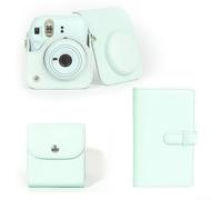 Juego de bolsas para cámara INSTAX para Mini12 con álbum de fotos de 108 ranuras y funda cuadrada de piel sintética para uso diario (verde)