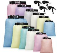 Juego de bolsas secas impermeables ligeras con 15 L, 8 L, 5 L, 4 L, 3 L, 2 L y 2 correas de hombro largas ajustables para senderismo, camping, Macaroon, Clásico