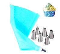 Juego de bolsas y boquillas para decoración de pasteles, kit de suministros de decoración de pasteles, manga pastelera de silicona, 6 boquillas de tubería, 1 acoplador para tartas, bolsas de manga