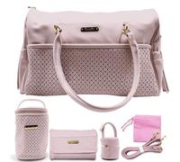 Juego de bolsos de bebé de piel sintética con accesorios, pastilla. talla única Rosa