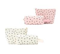 Juego de Bolsos de Maquillaje de Amor pequeño Bolsa de Cremallera de Pana con Bolsa de Almacenamiento portátil Todos los días