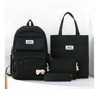 Juego de bolsos para mujer, set de piezas de mochila estilo académico en tela Oxford negra, rosa, azul y verde con correas ajustables y cierre de cremallera, forro de poliéster