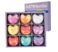 Juego de bombas de baño 9 PCS bombas de baño con forma de corazón con aceites esenciales para la piel hidratante, perfecta para mujeres y niñas