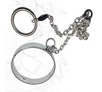 Juego de bondage que incluye collar de metal y anillo para el pene, collares de acero inoxidable con cadena ajustable, anillo para el pene, junta tórica de acero(Ring 55mm)