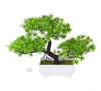 Juego de bonsái artificial de pino con flor de ciruelo para decoración de bodas y exteriores, fabricado con plástico y detalles realistas para un mayor atractivo visual (verde)