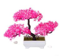 Juego de bonsái artificial de pino con flor de ciruelo para decoración de bodas y exteriores, fabricado con plástico y detalles realistas para un mayor atractivo visual (rosa)