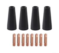 Juego de boquillas de núcleo de flujo sin gas, compatible con soldadura MIG para 14AK/15AK, cuenta con 4 boquillas y 8 puntas de cobre para un rendimiento mejorado (0.6 mm)
