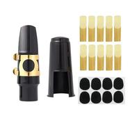 Juego De Boquillas Para Saxofón Alto Con Boquilla, Tapa De Abrazadera, Lengüetas, Almohadillas Para Dientes, Accesorios Para Instrumentos De Viento (Color : Bk)