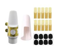 Juego De Boquillas Para Saxofón Alto Con Boquilla, Tapa De Abrazadera, Lengüetas, Almohadillas Para Dientes, Accesorios Para Instrumentos De Viento (Color : White)