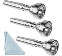 Juego de boquillas plateadas para trompeta 7C 5C 3C con caja de paño de limpieza compatible con Yamaha Bach Conn King instrumentos musicales para principiantes y jugadores profesionales, paquete de 3