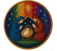 Juego de bordado de belén de bricolaje, kit de manualidades de Navidad inspirado en la fe, suministros completos de bordado, tela preimpresa, agujas de hilos coloridos, 20 x 20 cm, arte para (A)