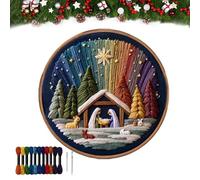 Juego de bordado de belén, Stitch The Holy Story, kit de muñeca de bordado de Navidad, escena completa con tela preimpresa para adultos y principiantes, decoración del hogar y regalos