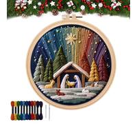 Juego de bordado de belén, Stitch The Holy Story, kit de muñeca de bordado de Navidad, escena completa con tela preimpresa para adultos y principiantes, decoración del hogar y regalos