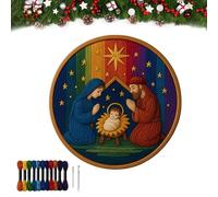 Juego de bordado de belén, Stitch The Holy Story, kit de muñeca de bordado de Navidad, escena completa con tela preimpresa para adultos y principiantes, decoración del hogar y regalos