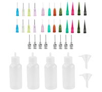 Juego de botellas aplicadoras multiusos, botellas de agujas de bricolaje, botella de apriete de pintura, 4 botellas aplicadoras de 30 ml con 32 agujas ultrafinas y 3 embudos pequeños