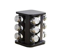 Juego de botellas de condimento de acero inoxidable con 12 tarros de especias de vidrio para cocina, cocina, barbacoa, camping