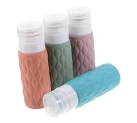 Juego de Botellas de Viaje de Loción, 5 Envases de 100 Ml, Silicona Mecanismo de Dispensación, Adecuado para Skincare, Incluye Bolsa