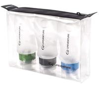 Juego de botellas de viaje de silicona Lifeventure. Contenedores de líquido de vuelo recargables, de menos de 100 ml, sin BPA (x3) con bolsa transparente. Organizador de viajes reutilizable perfecto para la seguridad del check-in - 89 ml